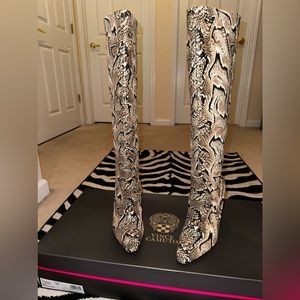 Brand New - Vince Camuto Leather Snake Skin Tall Boots
